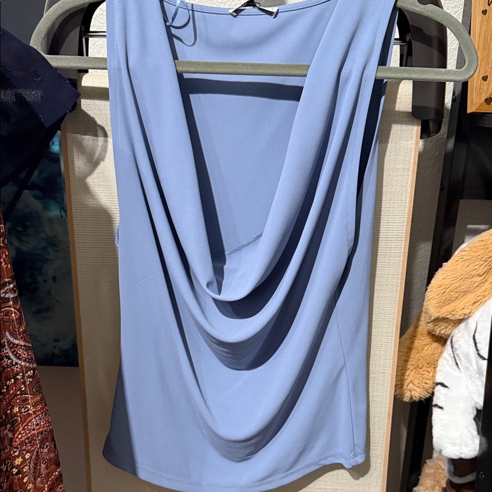Zara Light Blue Draped Blouse
